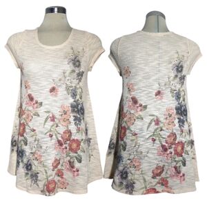 Ginger Long Beige Floral Top Size S